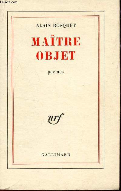 MAITRE OBJET -POEMES.