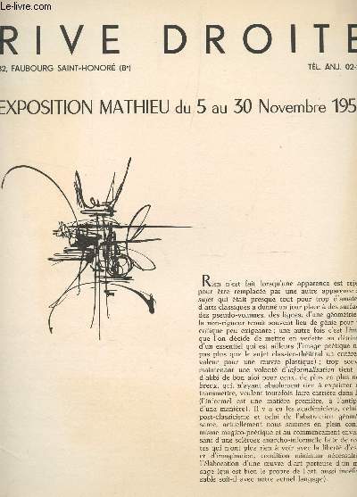 EXPOSITION DE MATHIEU DU 5 AU 30 NOVEMBRE 1954.