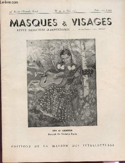 MASQUES ET VISAGES - 49e ANNEE - N49 - JUIN 1957.