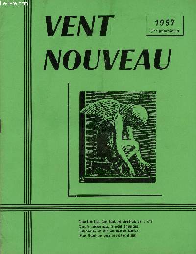 VENT NOUVEAU - REVUE DES ECRIVAINS ET DES ARTISTES DE L'ENSEIGNEMENT - N1 - JANVIER-FEVRIER 1957.