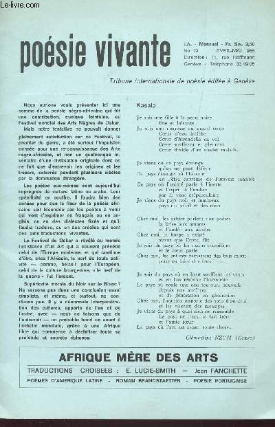 POESIE VIVANTE - N19 - AVRIL-AMI 1966 / AFRIQUE MERE DES ARTS - POEMES D'AMERIQUE LATINE - ROAMN BRANDSTAETTER - POESIE PORTUGAISE..