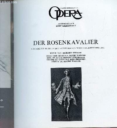 PLAQUETE DU THEATRE NATIONAL DE L'OPERA / DER ROSENKAVALIER ...