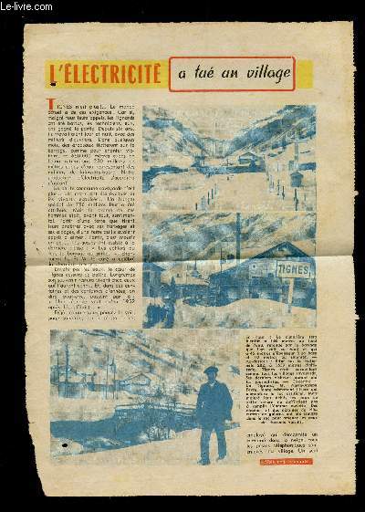 L'ELECTRICITE A TUE UN VILLAGE DE TIGNES (EXTRAIT D'UN JOURNAL).