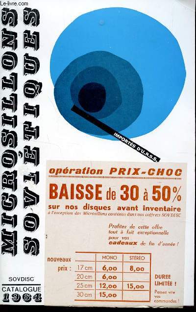 MICROSILLONS SOVIETIQUES - CATALOGUE 1964 (SOVDISC).