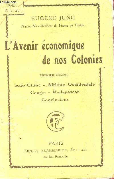 L'AVENIR ECONOMIQUE DE NOS COLONIES - PREMIERE PARTIE : INDO CHINE - AFRIQUE OCCIDENTALE - CONGO - MADAGASCAR - CONCLUSIONS.