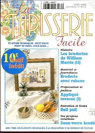 LA TAPISSERIE FACILE / N45 / LES BRODERIES DE WILLIAM MORRIS (II) - BRODERIE AVEC RUBAN - APPLIQUE INVERSE (I) - BELL PULL - SOUS VERRE BRODE ...