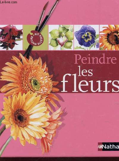 PEINDRE LES FLEURS : COFFRET / KIT CONTENANT LE NECESSAIRE POUR PEINDRE DES FLEURS A L'AQUARELLE : 2 PINCEAUX, 1 PALETTE POUR LES MELANGES, 6 PASTILLES DE COULEURSD + 1 PETIT GUIDE.