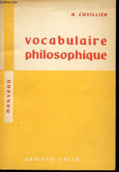 VOCABULAIRE PHILOSOPHIQUE / SPECIMEN.