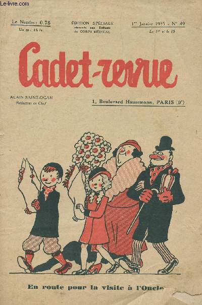CADET-REVUE / 1er JANVIER 1935 - N49 / LES NOUVELLES AVENTURES DE MITOU ET TOTI (SUITE) - JEUX D'HIVER - MON PREMIER ROLE - CE BON LA FONTAINE - ETC...
