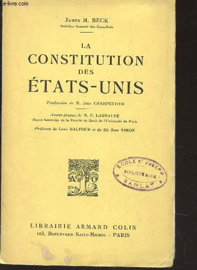 LA CONSTITUTION DES ETATS-UNIS.