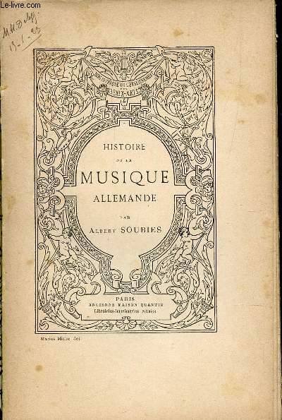 HISTOIRE DE LA MUSIQUE ALLEMANDE / BIBLIOTHEQUE DE L'ENSEIGNEMENT DES BEAUX-ARTS.