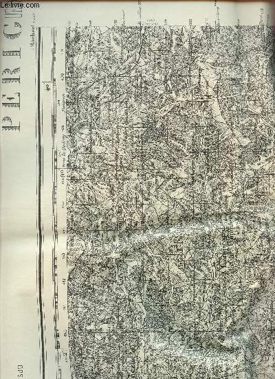 1 CARTE DE PERIGUEUX EN NOIR ET BLANC DE DIMENSION 50 CM X 70 CM ENVIRON / N172 (?) - TYPE 1889 / CARROYAGE KILOMETRIQUE - PROJECTION LAMBERT - III ZONE SUD.