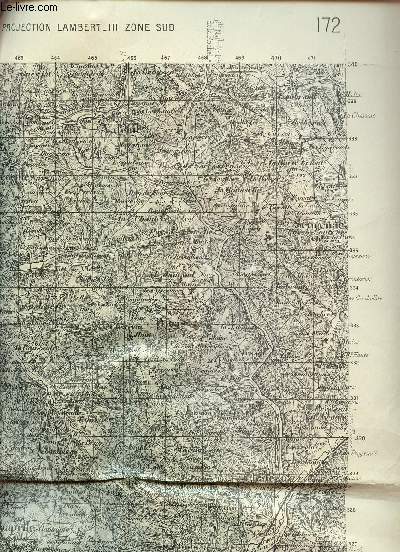 1 CARTE DE PERIGUEUX S.O. EN NOIR ET BLANC DE DIMENSION 50 CM X 70 CM ENVIRON / N172 - TYPE 1889 / CARROYAGE KILOMETRIQUE - PROJECTION LAMBERT - III ZONE SUD.