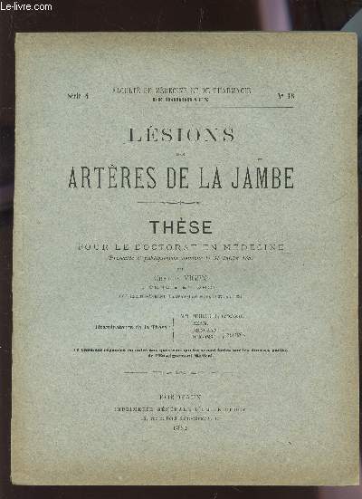 LESIONS DES ARTERES DE LA JAMBE - THESE N18 - SERIE 4.