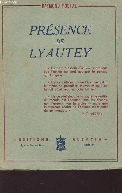 PRESENCE DE LYAUTEY.