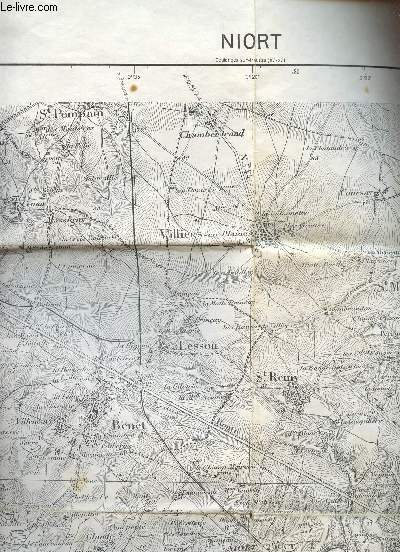 CARTE DE NIORT - AU 50000e - FEUILLE XV-28 / DIMENSION 70 CM X 55 CM ENVIRON.