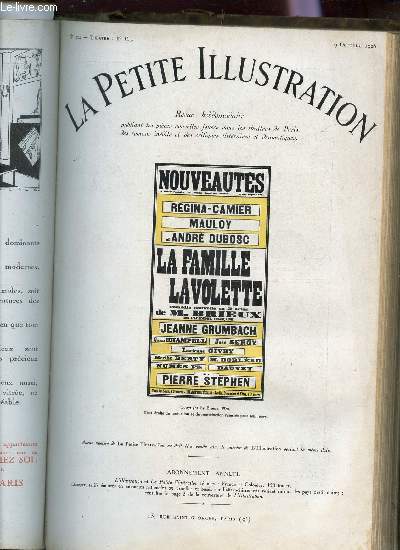 LA PETITE ILLUSTRATION - N304 - THEATRE N169 - 9 OCOTBRE 1926 / LA FA FAMILLE LAVOLLETTE - COMEDIE EN TROIS ACTES.