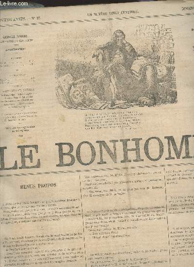 LE BONHOMME - 2e ANNEE - N42 - 1eR JANVIER 1865 / Menus propos - Origine des trennes - Correspondance - Le lendemain de la Saint-sylvestre - Olivier et Lauriers - Sillhouette provinciale - Grand Thatre - Thatre franais - De omnibus ..