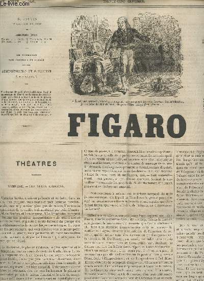 LE FIGARO - 12e ANNEE - 26 JANVIER 1865 / GYMNASE, LES VIEUX GARCONS - P.J. PROUDHON - BOITE DU JOURNAL ETC....
