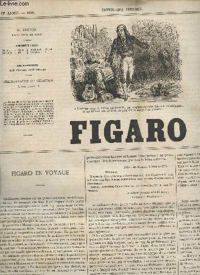 LE FIGARO - 12e ANNEE - 23 FEVRIER 1865 / FIGARO EN VOYAGE - LA BELLE AU BOIS DOMRANT (REPRISE DELA MUETTE) - CARACTERES ET PORTRAITS (L'OPTIMISME - LE BEAU PARIS) / CORRESPONDANCE - PROPOS DU JOUR - PETIT COURRIER DES THEATRES - ....