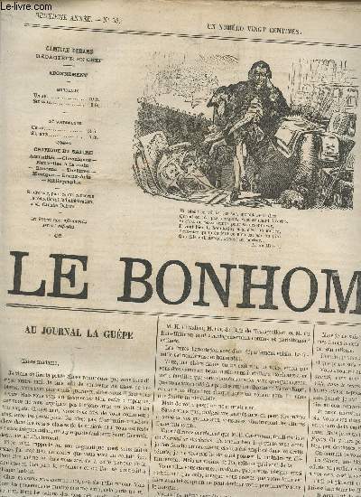 LE BONHOMME - 2e ANNEE - N53 - 10 MARS 1865 / AU JOURNAL DE LA GUEPE - VALSEUR ET VALSEUSE - CORRESPONDACE - M. ELLIACIM JOURDAIN - DEBUT DE Melle MEYRONNET - GYMNASE DRAMATIQUE - DE OMNIBUS - ETC....