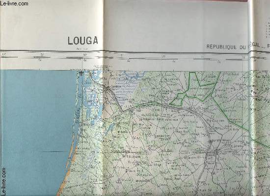 1 CARTE DEPLIANTE COULEURS DE LOUGA - REPUBLIQUE DU SENEGAL - FEUILLE ND-28-XX / CARTE DE L'AFRIQUE DE L'OUEST AU 1 : 200 000 - DIMENSION : 65 Cm X 80 Cm ENVIRON / REIMPRESSION EN MARS 1971.