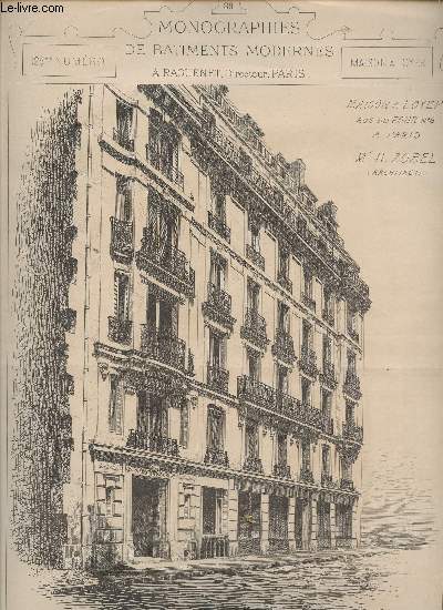 MAISON A LOYER, RUE DU FOUR N6 A PARIS - DE Mr H. ZOBEL , ARCHITECTE / N125 de la COLLECTION 