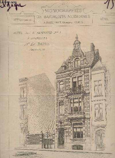 HOTEL, RUE St BERNARD, N3 A BRUXELLES - Mr Ed. PARYS , ARCHITECTE / N36 de la COLLECTION 