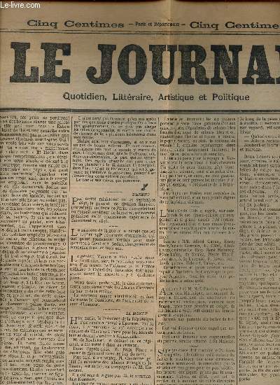 LE JOURNAL - 5e ANNEE - N1466 - VENDREDI 2 OCTOBRE 1896 /HISTOIRES SENTIMENTALES : NUIT BLANCHE (POUR CATULLE MENDES) -+ RIVOLI - LE TSAR A PARIS - FEUILLETON : JUIVE ERRANTE (ROMAN POSTHME INEDIT- A SUIVRE) ....