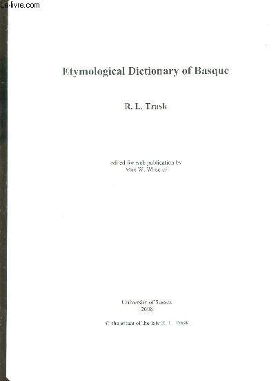 ETYMOLOGICAL DICTIONNARY OF BASQUE.