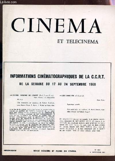 CINEMA ET TELECINEMA - N421 - 10 septembre 1968 / Le fantome de barbe noire - L'Oragan de la vengeance - Adolphe - sophie de 6  9 - etc...