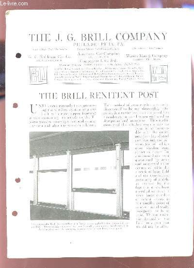 THE J.G. BRILL COMAGNY - BULLETIN N229 / THE BRILL RENITENT POST.