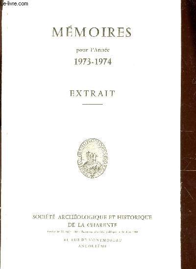 MEMOIRES - POUR L'ANNEE 1973-1974 - EXTRAIT.