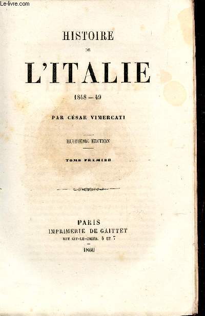 HISTOIRE DE L'ITALIE - 1848-49.