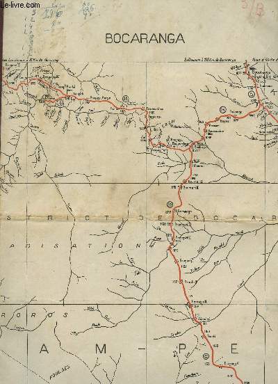 1 CARTE DEPLIANTE EN COULEURS DE BOCARANGA (CROQUIS PROVISOIRE - S.G. A.E.F. CAMEROUN) - NB 33 XIV - / DE DIMENSION 60 Cm X 70 Cm - Echelle 1/120000e.