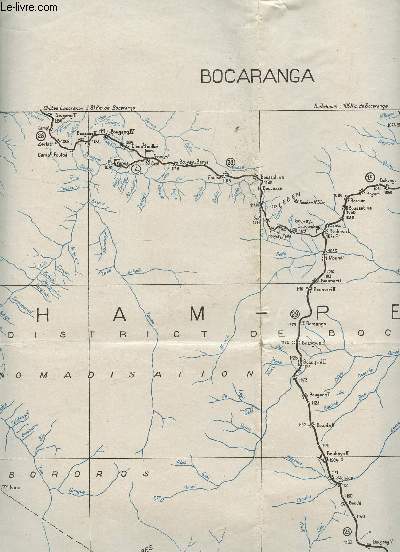 1 CARTE DEPLIANTE EN COULEUR DE BOCARANGA (CROQUIS PROVISOIRE - S.G. A.E.F. CAMEROUN) - NB 33 XVI - / DE DIMENSION 60 Cm X 70 Cm - Echelle 1/120000e.
