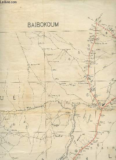 1 CARTE DEPLIANTE EN COULEUR DE BAIBOKOUM - N'GAOUNDERE (CROQUIS PROVISOIRE - S.G. A.E.F. CAMEROUN) - NB 33 XXII - CAMEROUN-OUBANGUI-CHARI / DE DIMENSION 60 Cm X 70 Cm - Echelle 1/120000e.