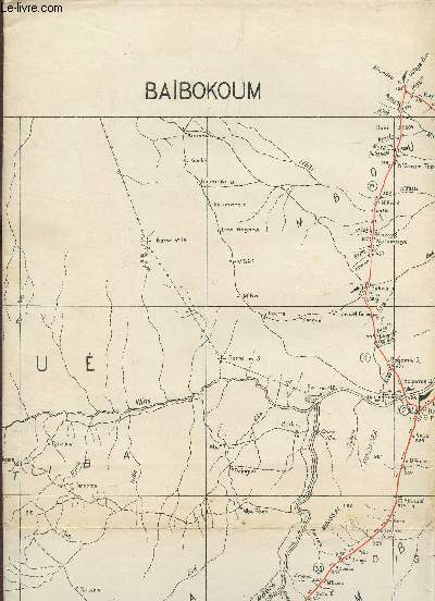 1 CARTE DEPLIANTE EN COULEUR DE BAIBOKOUM - N'GAOUNDERE (CROQUIS PROVISOIRE - S.G. A.E.F. CAMEROUN) - NB 33 XXII - CAMEROUN-OUBANGUI-CHARI / DE DIMENSION 60 Cm X 70 Cm - Echelle 1/120000e.