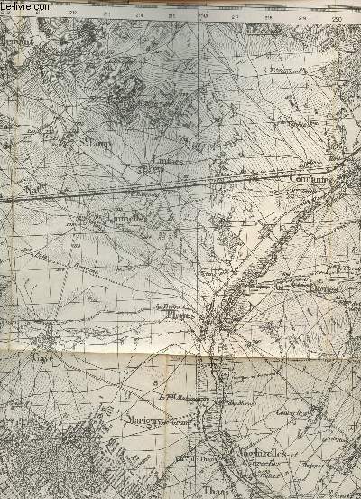 1 CARTE EN NOIR ET BLANC DES ENVIRON DE ANGLUZELLES ET COURCELLES, CHAMPFLEURY, SANDOY ... / DE DIMENSION 40 Cm X 75 Cm ENVIRON.