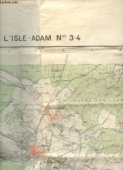1 CARTE EN COULEURS DEPLIANTE DE L'ISLE ADAM - Ns 3-4 / DIMENSION 75 Cm X 90 Cm ENVIRON - TIRAGE DE FEVRIER 1941.