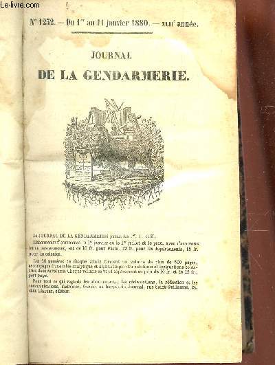 JOURNAL DE LA GENDARMERIE / DU N1232 AU 31 DECEMBRE 1881 - DU 1ER JANVIER 1880 AU 31 DECEMBRE 1881 - XLIIe ANNEE.