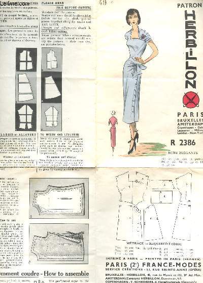 PLAQUETTE DEPLIANTE / Patron HERBILLON - N40 / R 2386 - ROBE ELEGANTE.