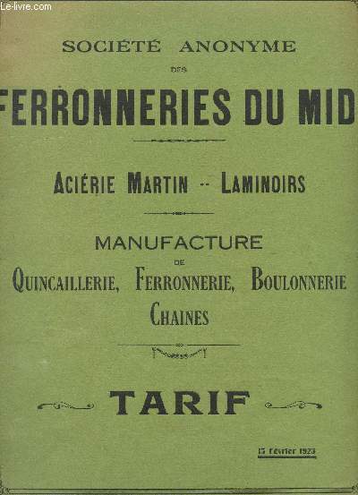 BROCHURE TARIFAIRE 