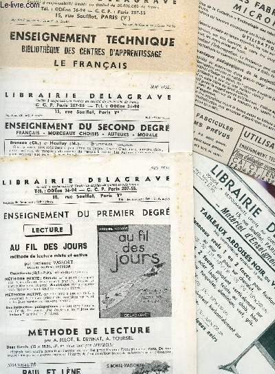 LOT DE 3 FASCICULES bibliographiques : ENSEIGNEMENT DU PREMIER DEGRE + ENSEIGNEMENT DU SECOND DEGRE + ENSEIGNEMENT TECHNIQUE 1 fascicule sur 