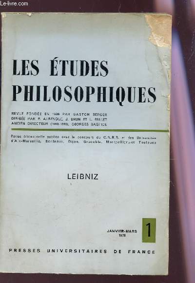 LES ETUDES PHILOSOPHIQUES - REVUE N1 - JANVIER-MARS 1971 / LEIBNIZ.