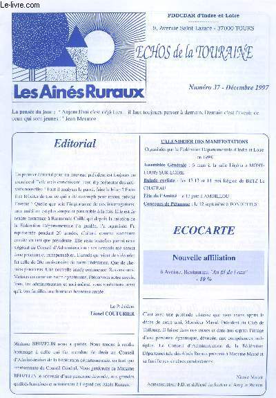 ECHOS DE LA TOURAINE - LES AINES RURAUX / N37 - DECEMBRE 1997 .