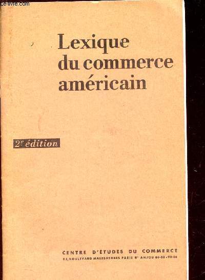 LEXIQUE DU COMMERCE AMERICAIN /