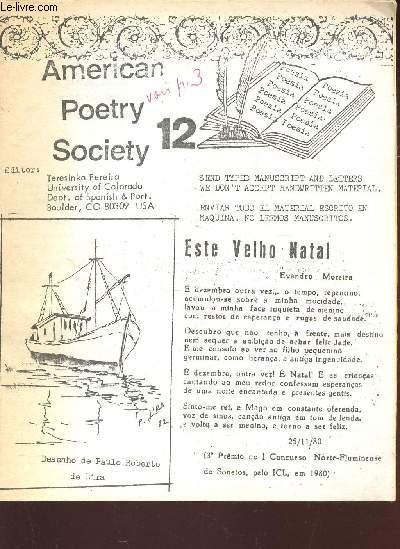 AMERICAN POETRY SOCIETY - N12 / ES IST EINIGES DRAUF - COUP DE THEATRE etc...