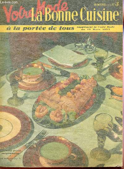 LA BONNE CUISINE A LA PORTEE DE TOUS / N3 - SUPPLEMENT DU 19 MARS 1953 / Arches de No - Asperges en mitaines - Baron d'agneau - Beignets 