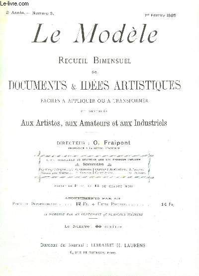 LE MODELE - 2e ANNEE - N3 - 1er fvrier 1895 / La Vierge et l'Enfant - Vitraux pour fentres - Charnier  Montivilliers - Carnet de Bal / COMPLET.